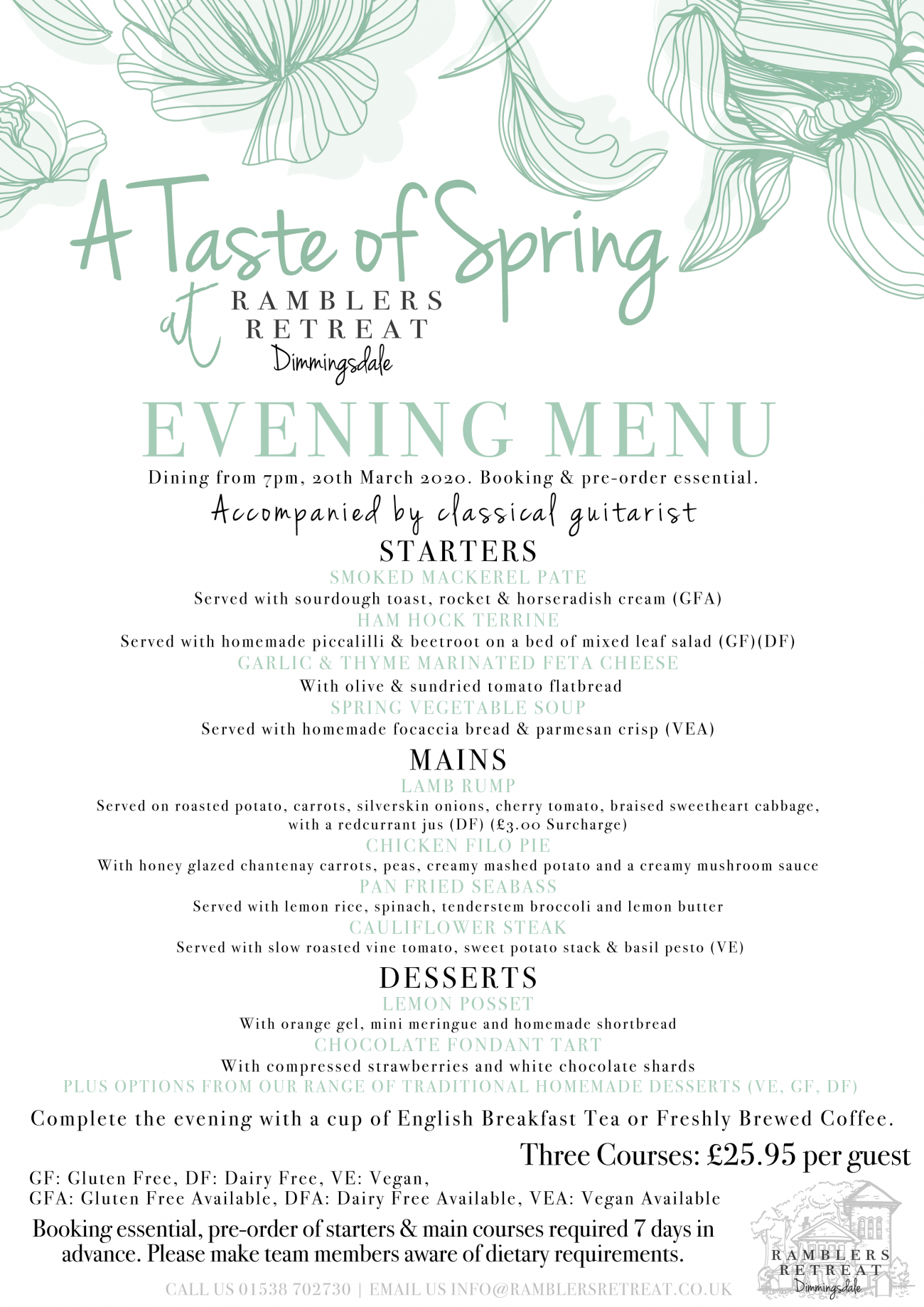 Taste of Spring Evening Meal - Ramblers Retreat Ramblers Retreat ...